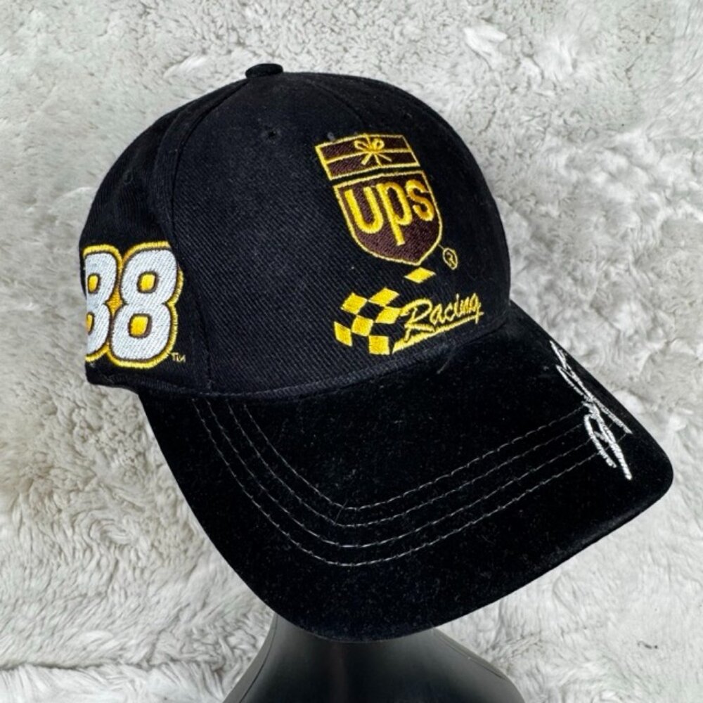 Dale Jarrett Vintage 1990's Black Leather Brim UPS Racing #88 Hat Cap Nascar NEW